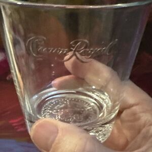 Crown Royal Clear Glasses Tumblers Embossed, Whiskey Bottom Logo Bubbles